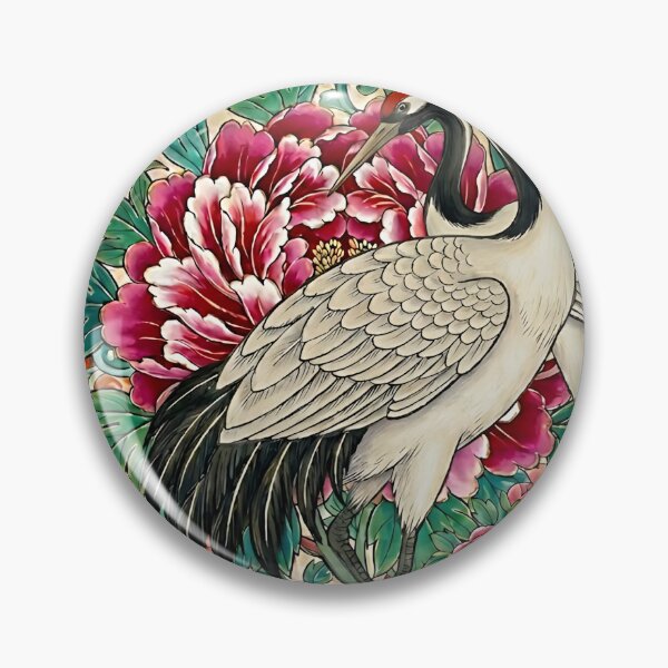 Item preview, Pair of Cranes with Blooming Peonies | Korean Minhwa Inspired Folk Art designed and sold by K-Tradition.