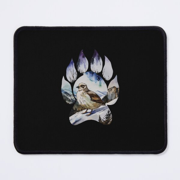 Item preview, Winter Songbird Paw Print Art designed and sold by Timowo Studio | Fine Line Wildlife Art & Modern Nature Graphics.