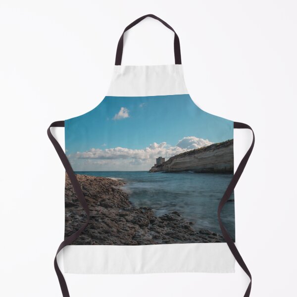 Item preview, Seaside Rocky Coastline With Historic Tower on Cliff Under Blue Sky and Clouds designed and sold by Nmallia.