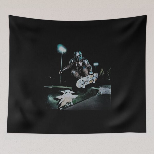 Item preview, Funny Skateboarding  Mando Lightsaber Master Baby Meme designed and sold by VincentGoodLove.
