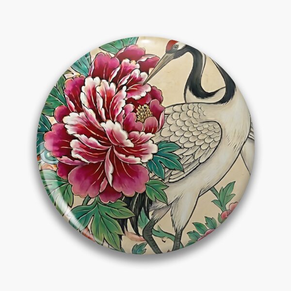 Item preview, Cranes Among Blooming Peonies | Korean Minhwa Inspired Folk Art designed and sold by K-Tradition.