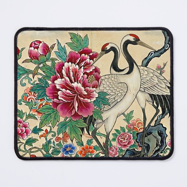 Item preview, Cranes Among Blooming Peonies | Korean Minhwa Inspired Folk Art designed and sold by K-Tradition.