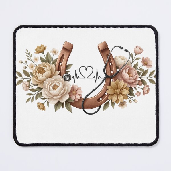 Item preview, Floral Horseshoe Veterinary Design | Horse Lover Vet Tech Gift | Stethoscope Heartbeat Equestrian Art designed and sold by batoot1.