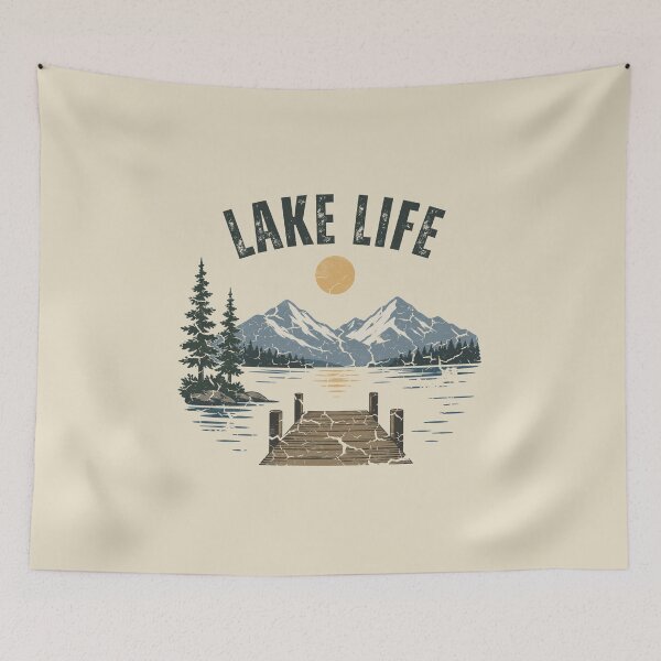 Item preview, Lake Life Retro Grunge Mountain Forest Lake Sunset Vintage Outdoor Gift  designed and sold by Artycom.