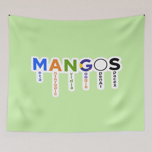 Item preview, MANGOS Tech Stocks Sticker | Meta Anthropic Nvidia Google OpenAI SpaceX | AI Investing Meme designed and sold by RockyLambda.