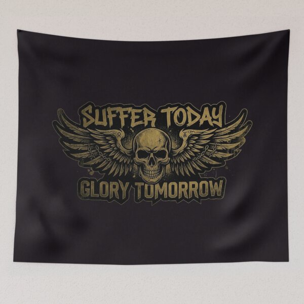 Item preview, Suffer Today Glory Tomorrow Motivational Skull Wings Design designed and sold by JeevanStickers.