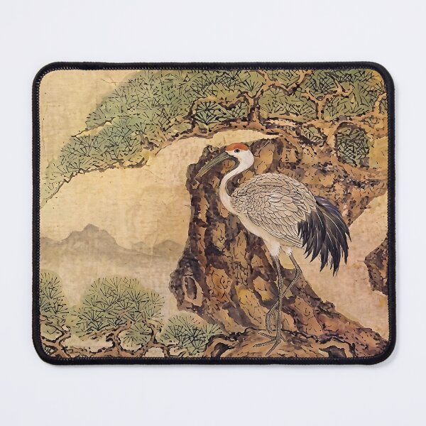 Item preview, Resting Crane Beneath a Pine Tree | Korean Minhwa Inspired Art designed and sold by K-Tradition.