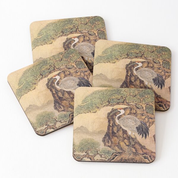 Item preview, Resting Crane Beneath a Pine Tree | Korean Minhwa Inspired Art designed and sold by K-Tradition.