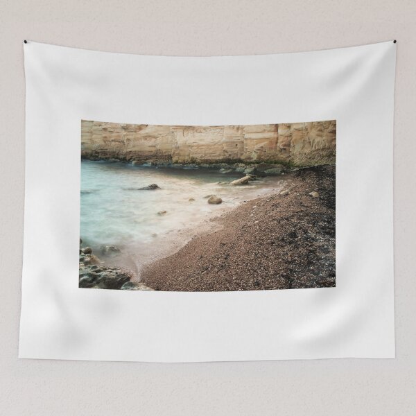 Item preview, Tranquil Rocky Beach Cove With Smooth Water, Weathered Cliffs and Pebble Shore designed and sold by Nmallia.