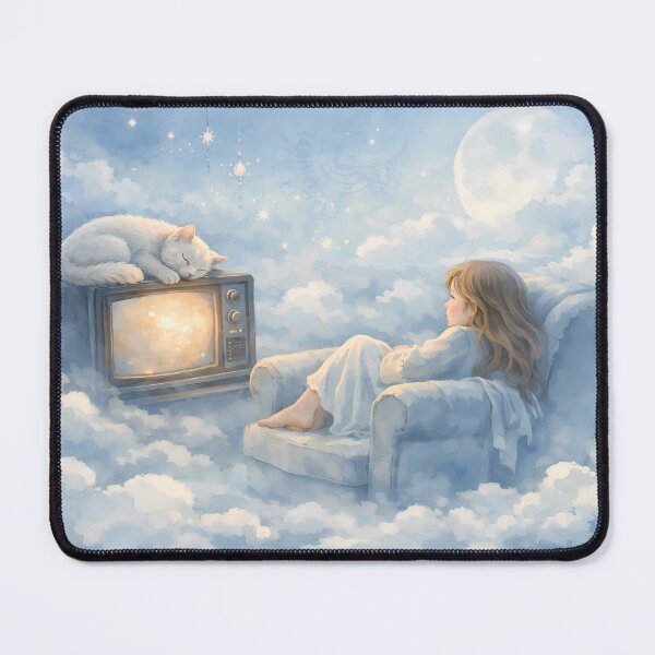 Item preview, Dreamy Girl Watching TV in the Clouds designed and sold by M-Y-A-R-T-.