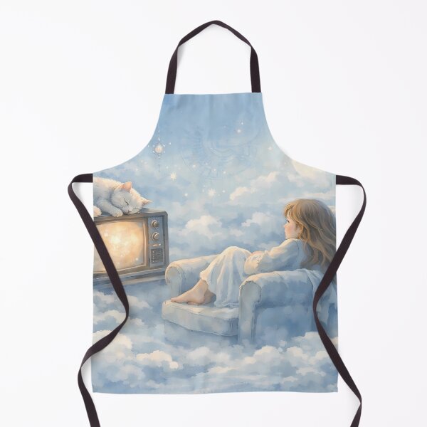 Item preview, Dreamy Girl Watching TV in the Clouds designed and sold by M-Y-A-R-T-.