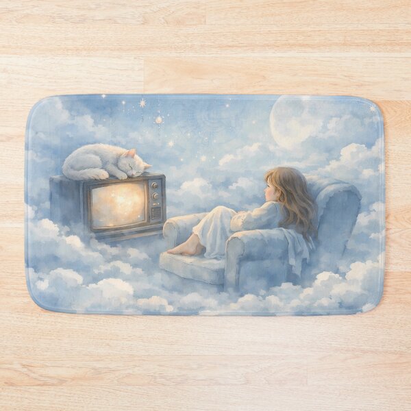 Item preview, Dreamy Girl Watching TV in the Clouds designed and sold by M-Y-A-R-T-.