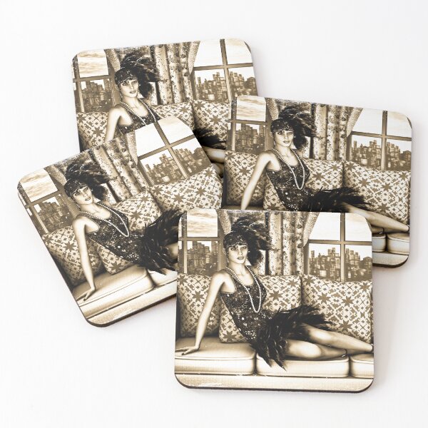 Item preview, Sepia Art Deco Flapper Woman Illustration designed and sold by Vac1.