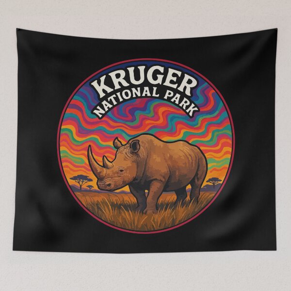 Item preview, Kruger National Park Africa Rhinoceros Trippy Art designed and sold by TomFrontierArt.