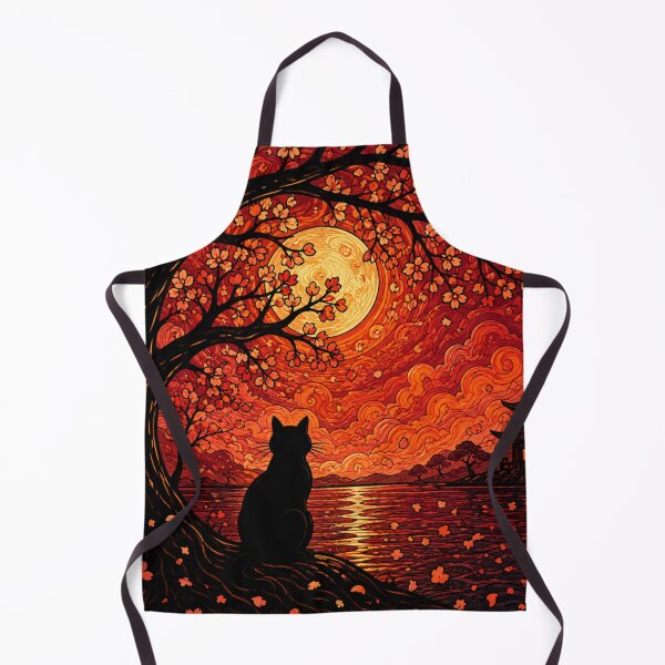 Item preview, Crimson Moon Blossom Dreamscape Black Cat Fantasy Art designed and sold by Mindworx21.
