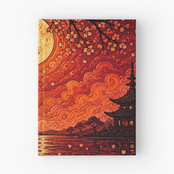 Item preview, Crimson Moon Blossom Dreamscape Black Cat Fantasy Art designed and sold by Mindworx21.