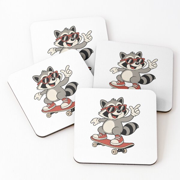 Item preview, Cool Cartoon Raccoon Skateboarding Wearing Red Sunglasses designed and sold by GiggleTime.