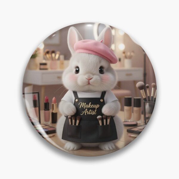 Item preview, Cute Makeup Artist Bunny in Pink Beret – Funny Beauty Salon Rabbit Art designed and sold by lovelistivkaa.