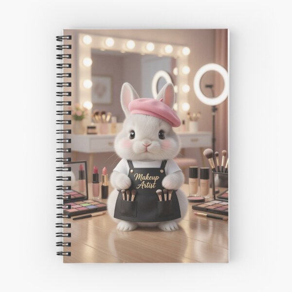 Item preview, Cute Makeup Artist Bunny in Pink Beret – Funny Beauty Salon Rabbit Art designed and sold by lovelistivkaa.