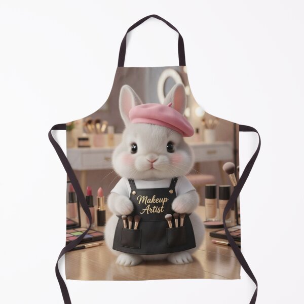 Item preview, Cute Makeup Artist Bunny in Pink Beret – Funny Beauty Salon Rabbit Art designed and sold by lovelistivkaa.