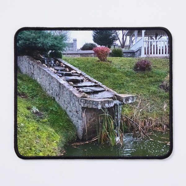 Item preview, Garden Waterfall – Scenic Cascade Nature Landscape Art Print from Romania designed and sold by MSMPrintDesign.