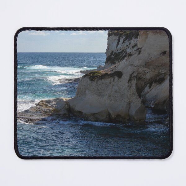Item preview, Dramatic Coastal Cliff Over Turquoise Ocean Waves With Rocky Shoreline and Sea Spray designed and sold by Nmallia.