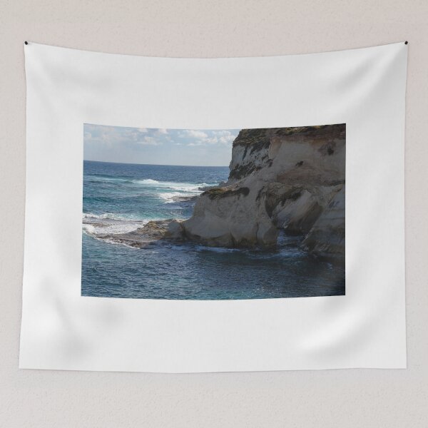 Item preview, Dramatic Coastal Cliff Over Turquoise Ocean Waves With Rocky Shoreline and Sea Spray designed and sold by Nmallia.