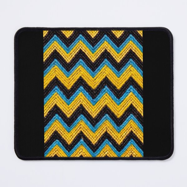 Item preview, Zigzag Knit Pattern with Light Blue and Yellow Yarn designed and sold by ElementoVisual.