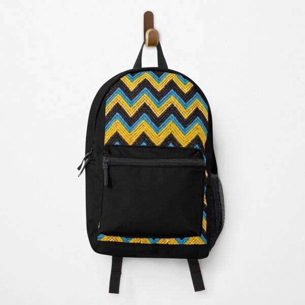 Item preview, Zigzag Knit Pattern with Light Blue and Yellow Yarn designed and sold by ElementoVisual.