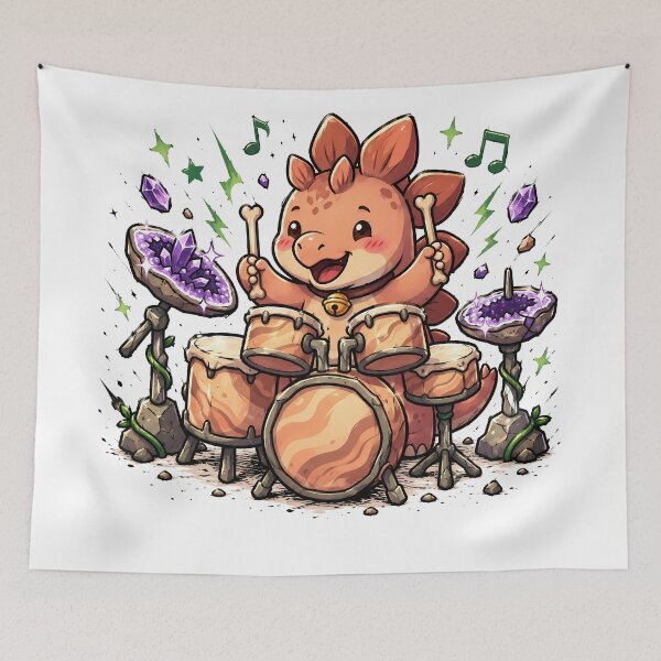 Item preview, Stegosaurus Drummer: Rockin' Prehistoric Beats designed and sold by Abderraim.