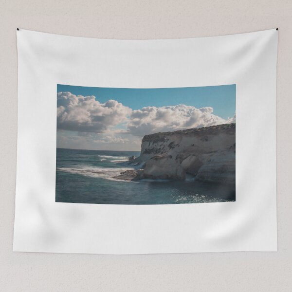 Item preview, Dramatic Coastal Cliff Over Turquoise Ocean Waves With Rocky Shoreline and Sea Spray designed and sold by Nmallia.