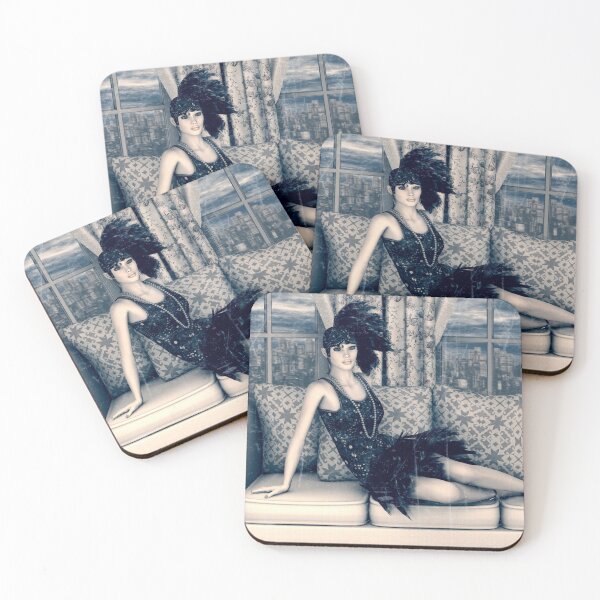 Item preview, Blue Art Deco Flapper Woman Vintage Art designed and sold by Vac1.