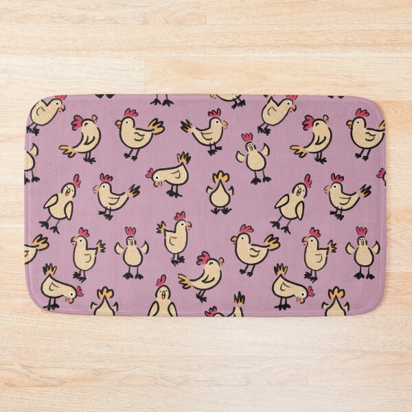 Item preview, Happy Chicken Doodle pattern on pink designed and sold by Catphonesoup.