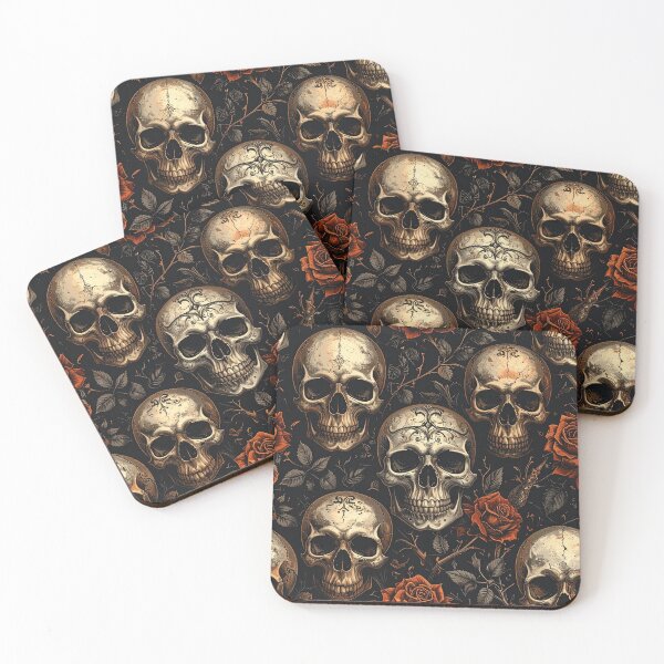 Item preview, Gothic Skull Rose Black Rust Victorian Seamless Pattern designed and sold by Grainwork.
