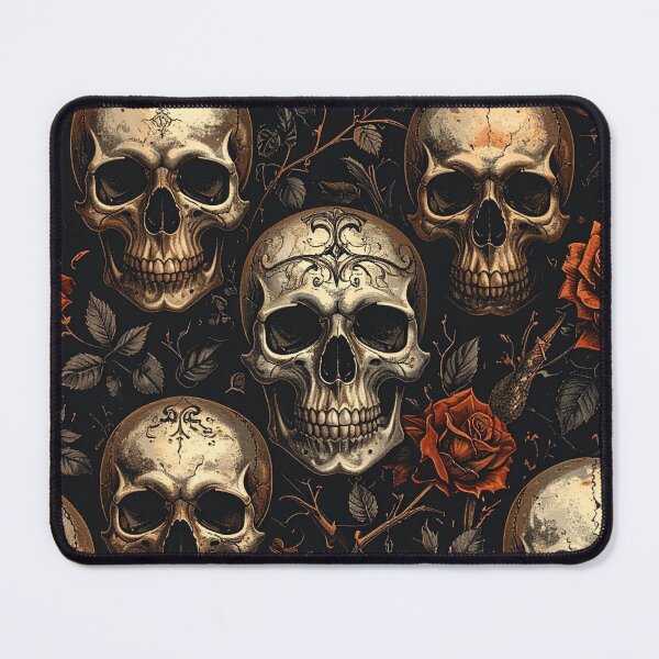 Item preview, Gothic Skull Rose Black Rust Victorian Seamless Pattern designed and sold by Grainwork.