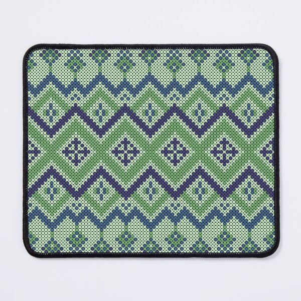 Item preview, Green tones native Indian style cross-stitch yarn patterns. designed and sold by Nengsang.