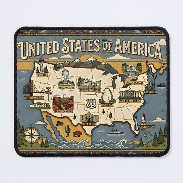 Item preview, USA Map Design with Landmarks designed and sold by devdesignsmerch.