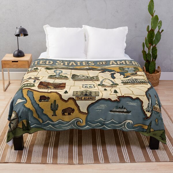 Item preview, USA Map Design with Landmarks designed and sold by devdesignsmerch.