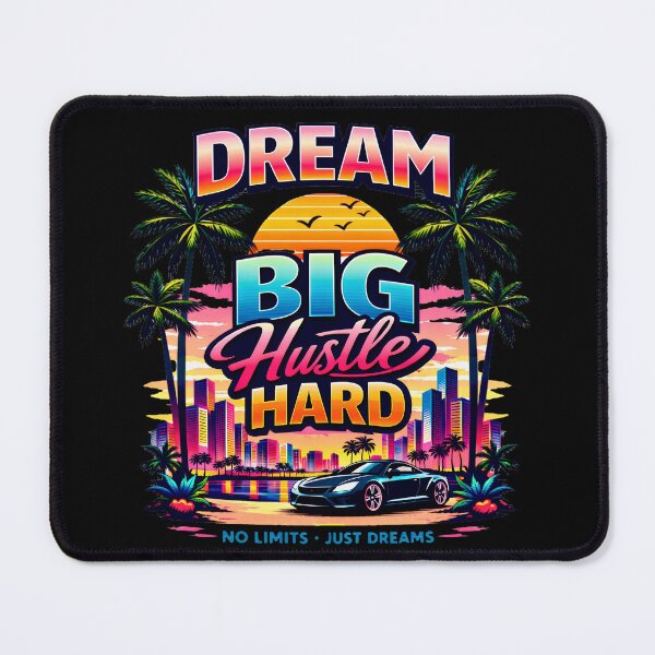 Item preview, Dream Big Hustle Hard – Motivational Urban Neon T-Shirt Design designed and sold by Freestyle Shop.