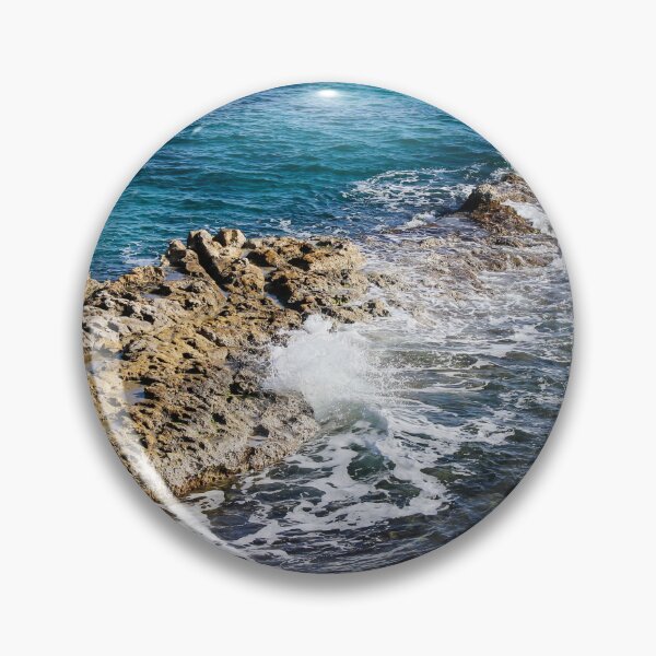 Item preview, Rocky Coastline With Waves Crashing on Shoreline and Clear Blue Sea designed and sold by Nmallia.
