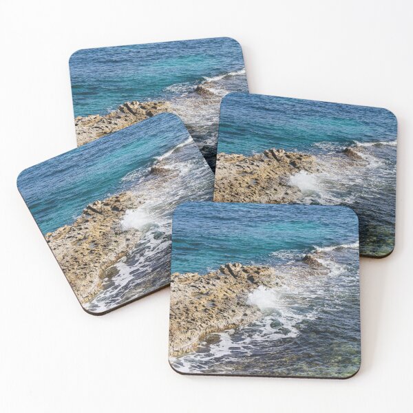 Item preview, Rocky Coastline With Waves Crashing on Shoreline and Clear Blue Sea designed and sold by Nmallia.