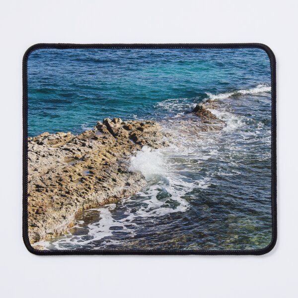 Item preview, Rocky Coastline With Waves Crashing on Shoreline and Clear Blue Sea designed and sold by Nmallia.