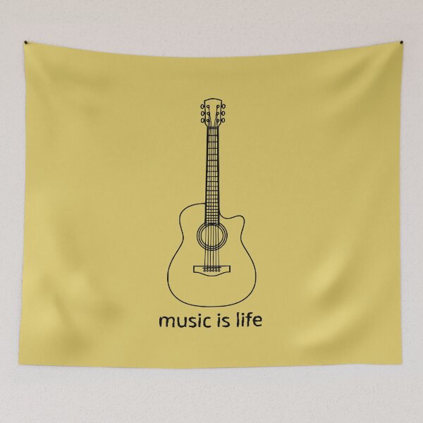 Item preview, Minimalist Acoustic Guitar Music Is Life Line Art designed and sold by Nikola Dio.