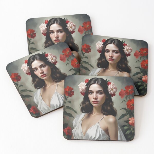 Item preview, Woman with flowers wall art print designed and sold by MK26Designs.