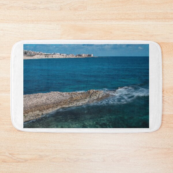 Item preview, Rocky Coastline With Waves Crashing on Shoreline and Clear Blue Sea designed and sold by Nmallia.
