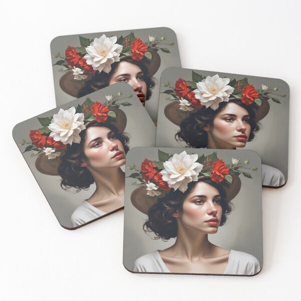 Item preview, Woman with flowers wall art print designed and sold by MK26Designs.