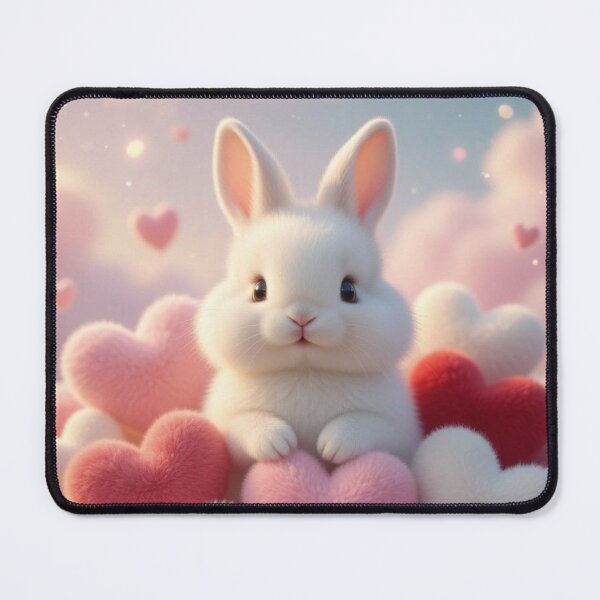 Item preview, Cute Fluffy Bunny in Sea of Soft Hearts – Romantic Valentine Light Blue Rabbit Art designed and sold by lovelistivkaa.