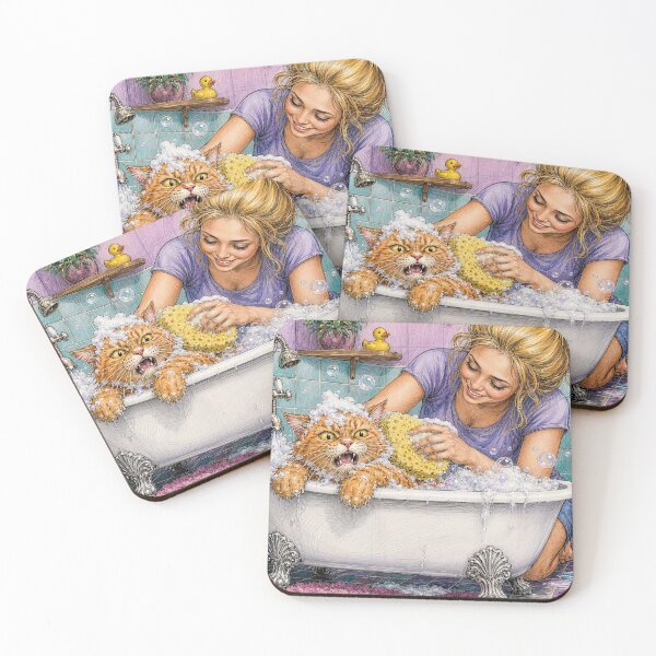 Item preview, Cat bathing designed and sold by zzsuzsa.