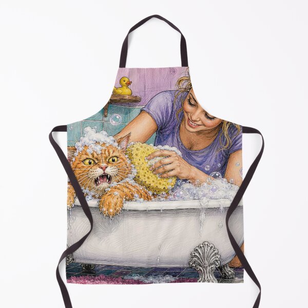 Item preview, Cat bathing designed and sold by zzsuzsa.