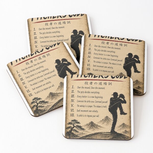 Item preview, The Pitcher's Code Seven Laws Japanese Scroll Baseball Motivation Wall Art designed and sold by Locker39.